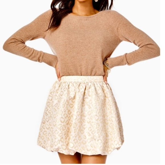 Lilly Pulitzer Leah Animal Print Skirt in Gold Dazzle Leopard Size 6 NWT - Picture 4 of 4